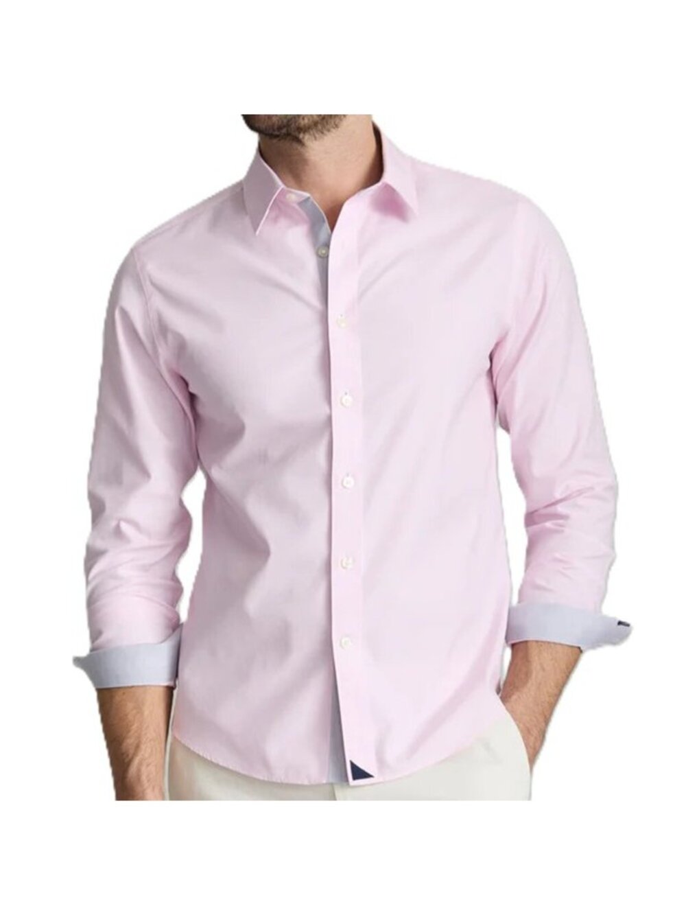 Untuckit Men's LS Wrinkle-Free Douro Shirt Pink White Stripe XXXL NWOT 31362PIN